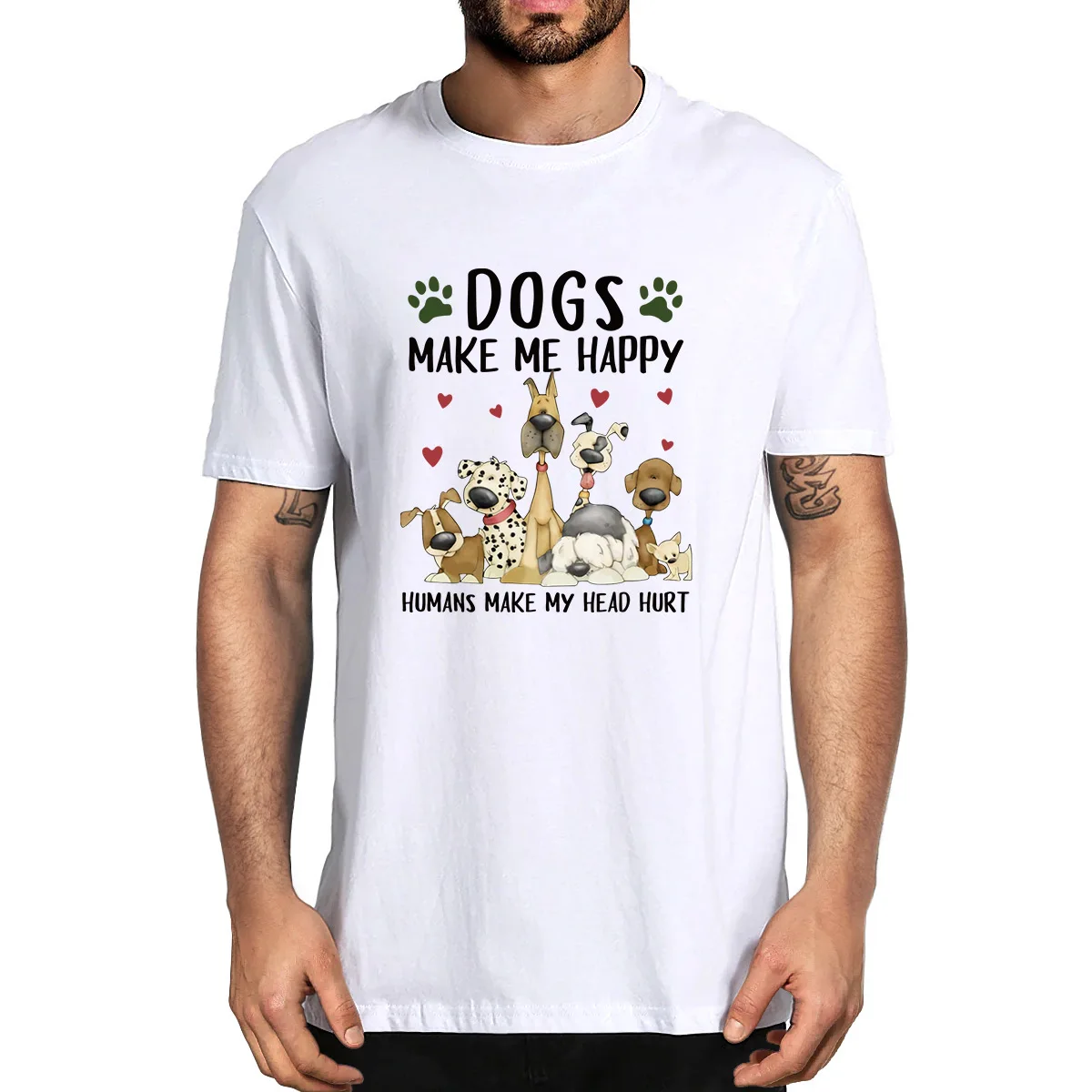 

100% Cotton Dogs Make Me Happy Humans Make My Head Hurt Summer Men's Novelty T-Shirt Women Casual Harajuku Streetwear Soft Tee