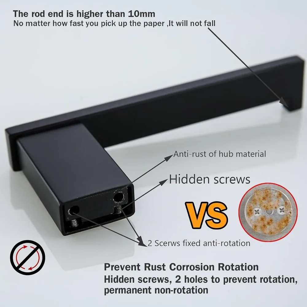 ชุดอุปกรณ์ห้องน้ำสีดำด้านทันสมัย: ราวแขวนผ้าเช็ดตัว 18 นิ้ว, ที่ใส่กระดาษชำระ, ตะขอแขวน 2 อัน เพื่อการตกแต่งที่มีสไตล์