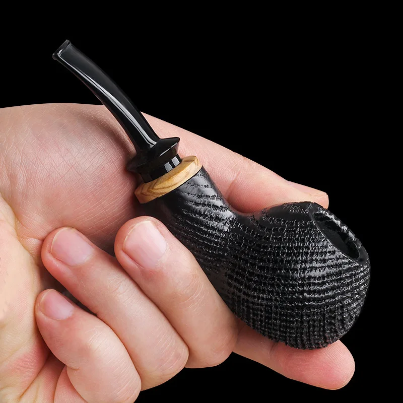 Tobacco Pipe Filter Oak Wood Retro Gentleman Bent Type Handle Handmade Smoking Pipe Accessory