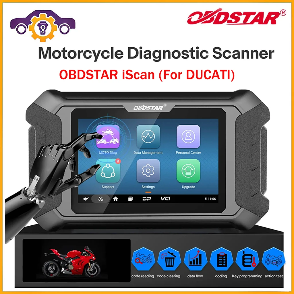 OBDSTAR iScan for Ducati Motorcycle Diagnostic Tool DUCATI Scan Tool Support Key IMMO Programming With Multi-Languages