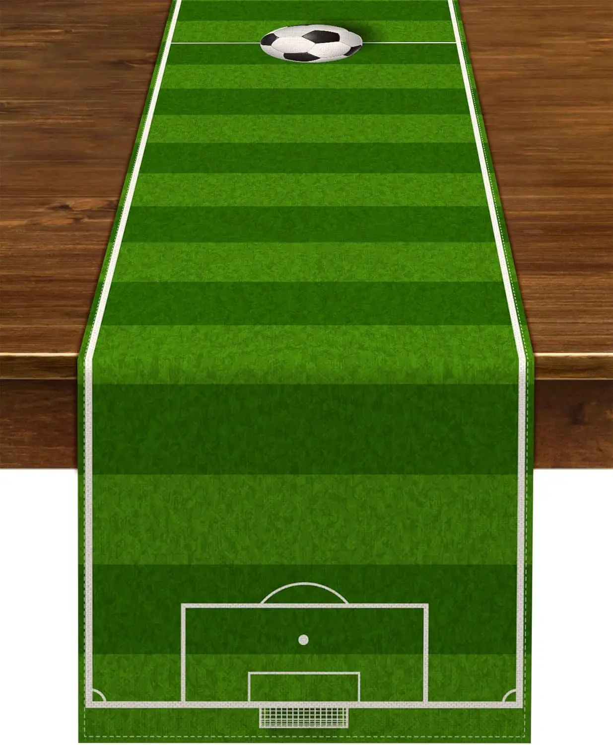  Soccer Sports Polyester Table Runner Holiday Party Decor Washable Football Field Kitchen Dining Table Runner for Birthday Part