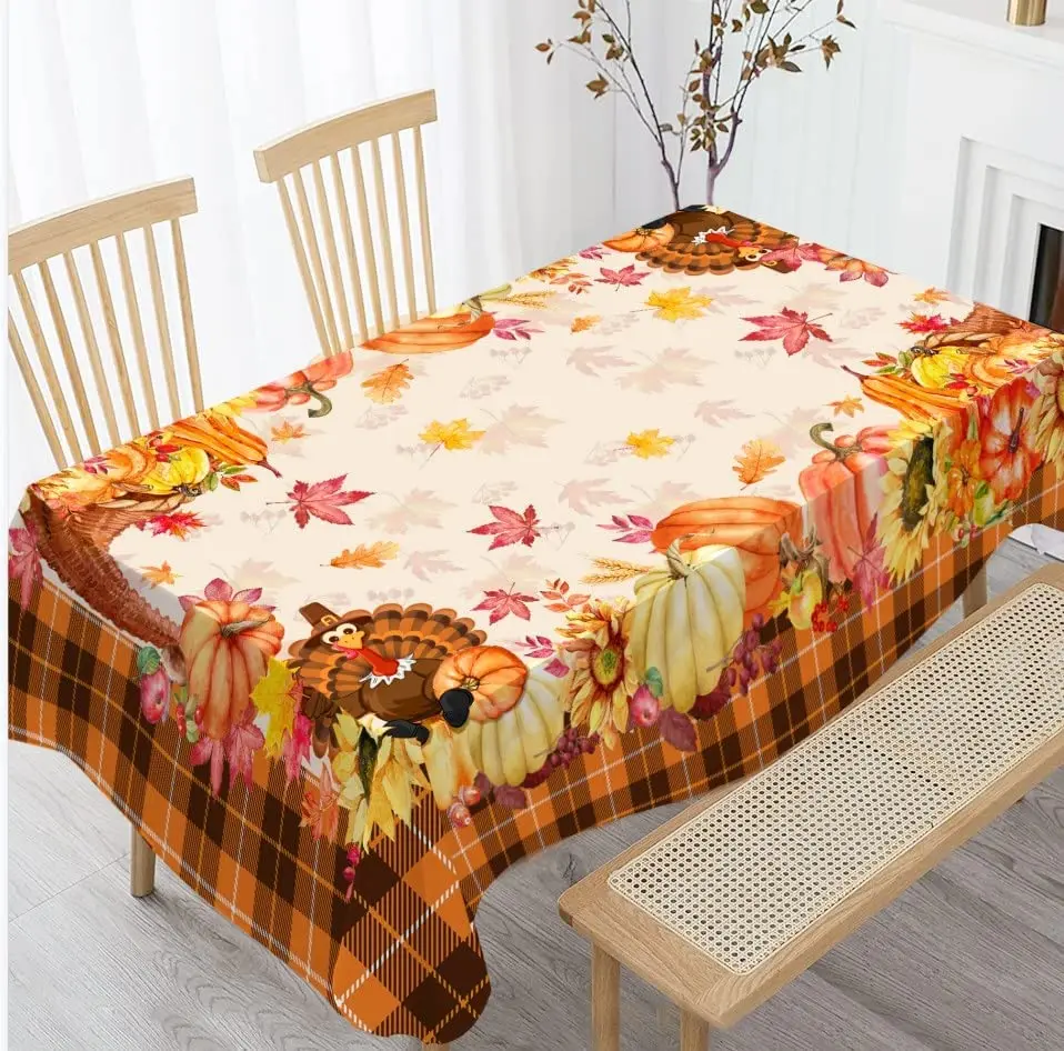 Autumn Leaf Printed Tablecloths, Daily Use of Festive Tables, Kitchen Table Accessories, Holiday Dinner Party Tablecloths