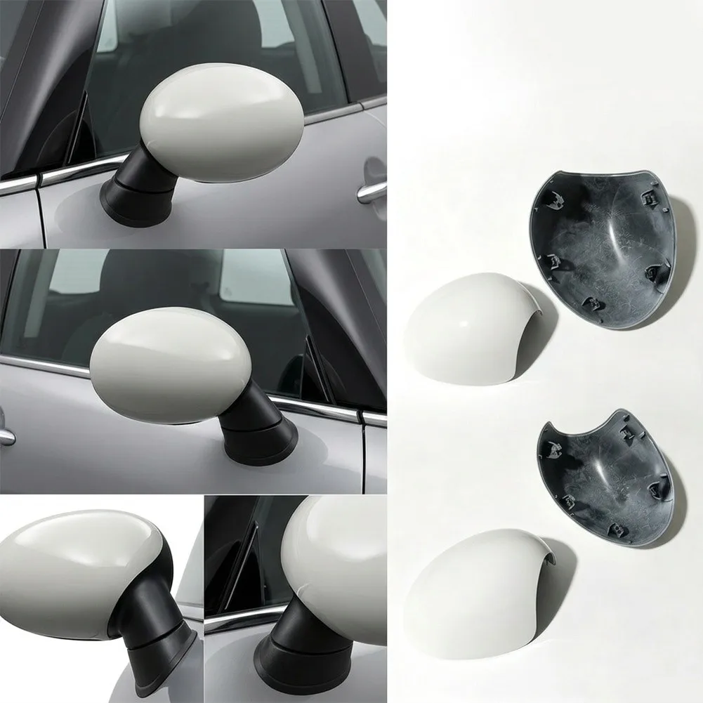 White Rearview Mirror Housing Cover 2 pcs for Mini Cooper For R55 R56 R57 R58 R59 R60 R61 OE 51162754913 Clip On