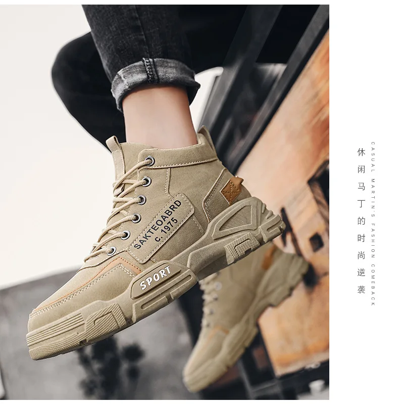 Men's Shoes Tactical Military Combat Shoes Light Non-slip Men Desert Ankle Shoes Trendy Lace Up Platform Shoes Zapatos Hombre