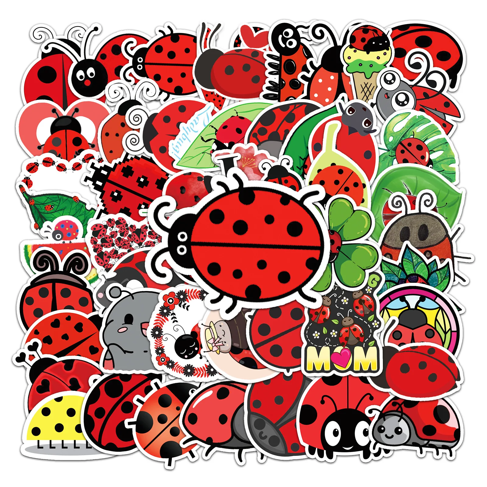 

50Pcs Seven Star Ladybug Series Graffiti Stickers Suitable for Laptop Helmets Desktop Decoration DIY Stickers Toys Wholesale