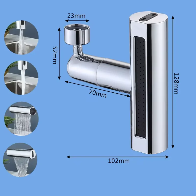 4 in 1 720° Rotation Waterfall Kitchen Faucet 4-Function Kitchen Sink Extender Spray Nozzle high pressure kitchen tap for sink