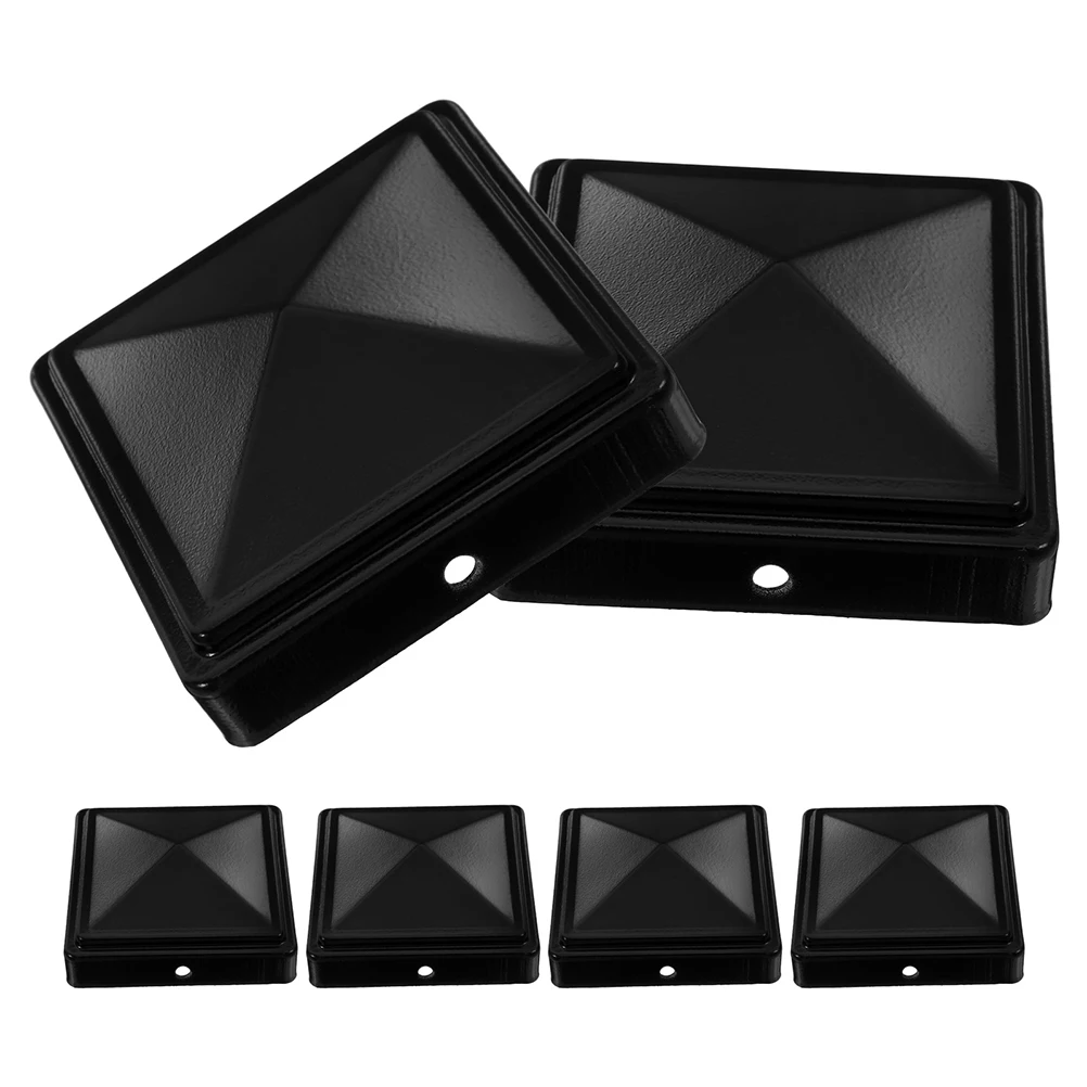 

6pcs Aluminum Fence Post Caps Black Spray Durable Material Protective Cover Metal Posts Enhancement Gardening