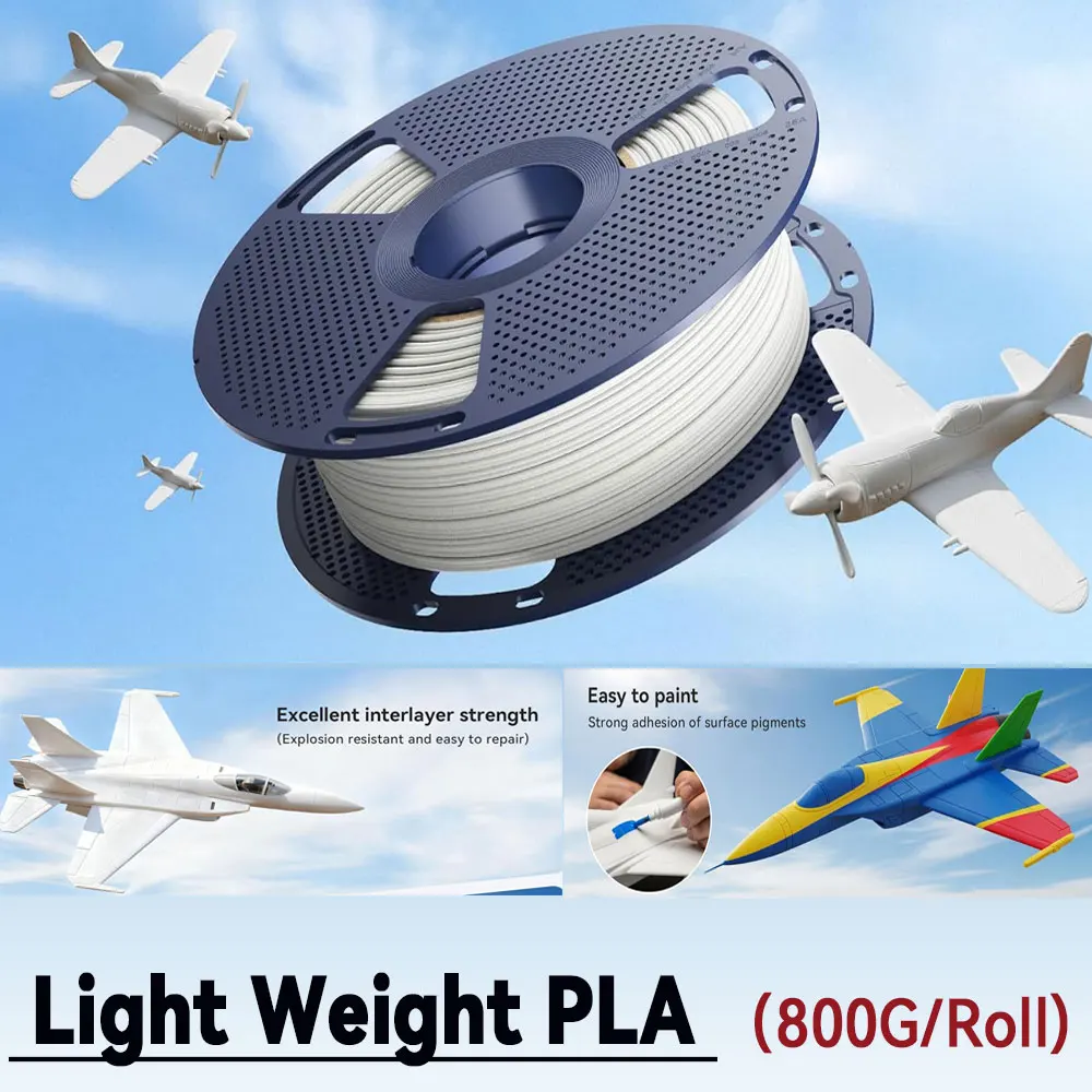 JAYO 3D Light Weight PLA Filament 1.75mm 800G/Roll Active Foaming Printer Filament for RC Planes Drone Parts and Cosplay LW-PLA