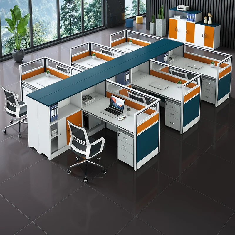 

Coworking Spaces Office Table Workstation Modular 6 Seater People Desk Open Staff Desk Table De Bureau Escritorio