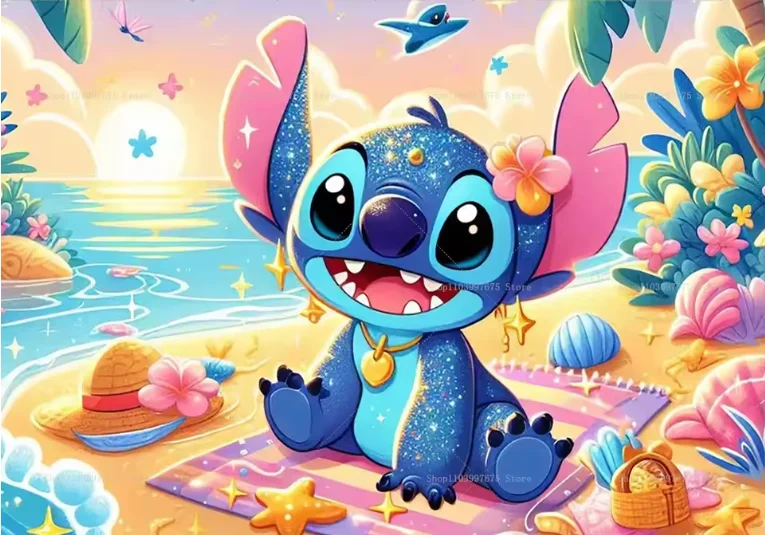 릴로 & 스티치 파티 배경 어린이 생일 장식 사진 배경 베이비 샤워 초상화 배너 사진 부스 소품