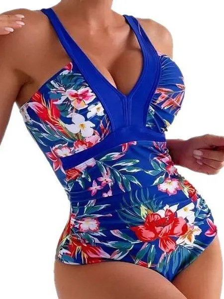 

Sexy Tight One-Piece Swimsuit Deep V Printed Bikini Swimming Costume Women's Fitn Fans Supplies Sports Yoga e Swimsuit