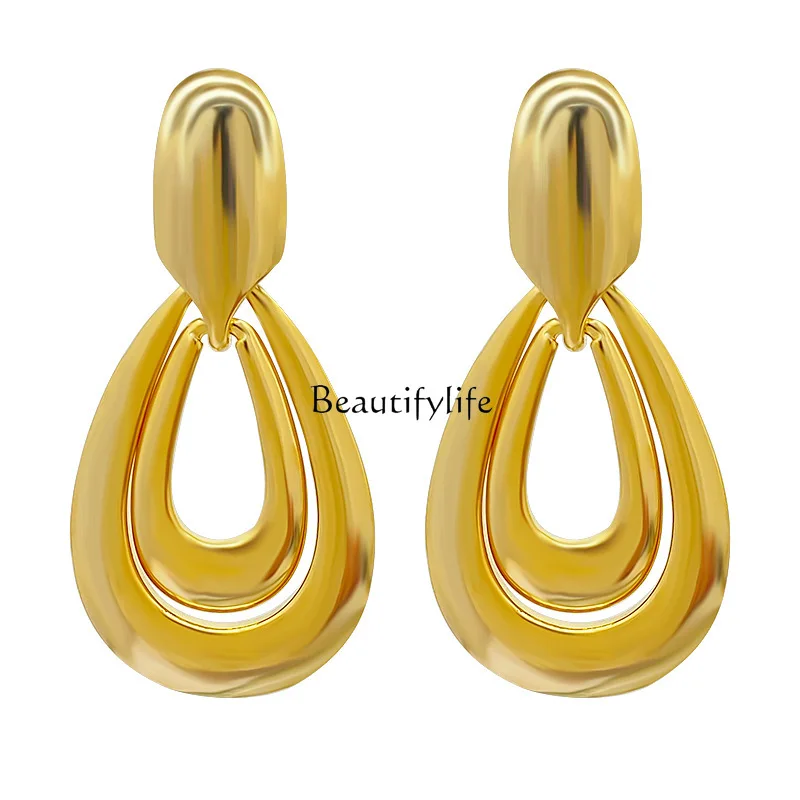 

European and American exaggerated metal water drop earrings atmospheric fashion design earrings