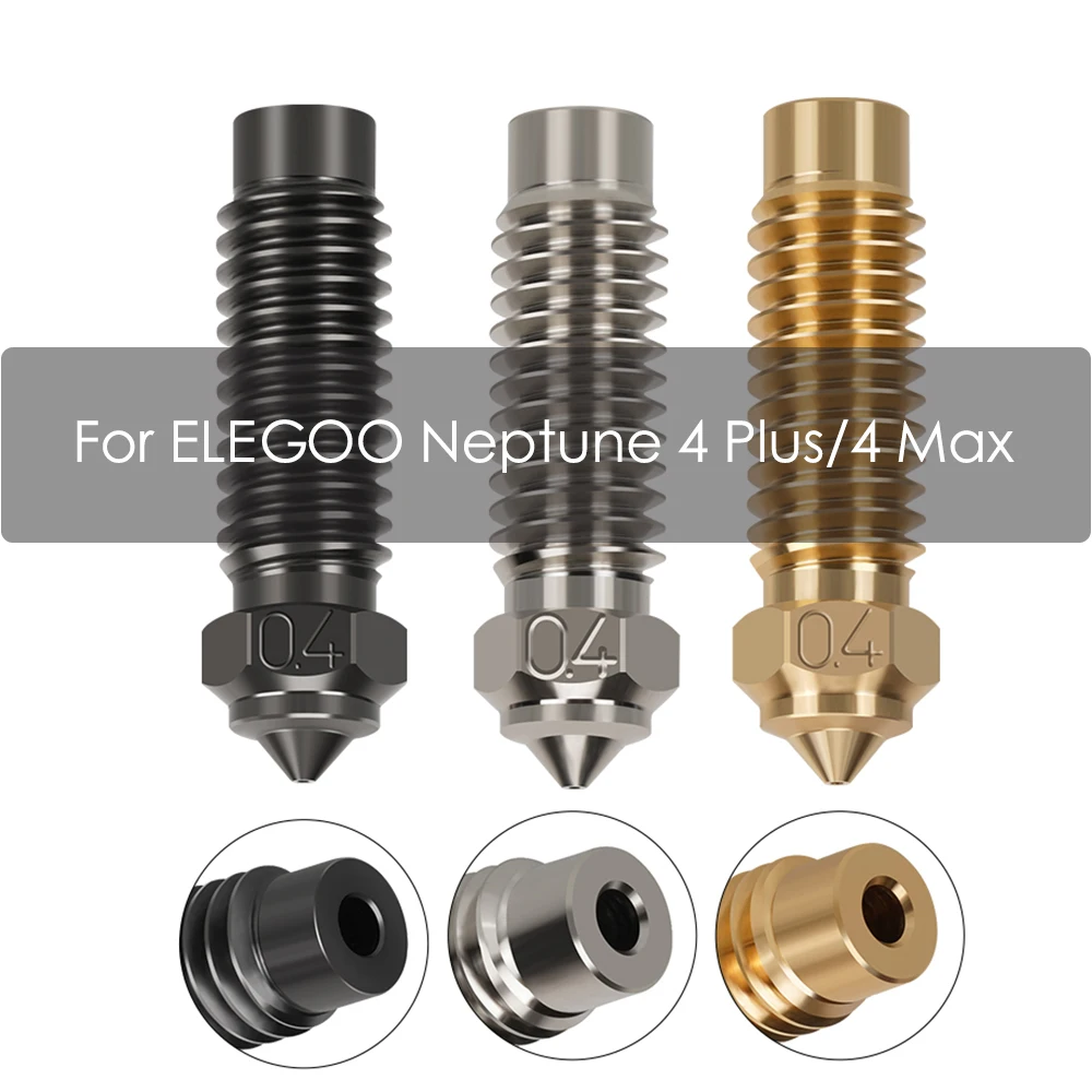 For ELEGOO Neptune 4 Plus/4 Max Hard Steel Copper Nozzles 3D Printer Parts 1.75mm nozzle for elegoo Neptune 4 Plus Neptune 4 mas