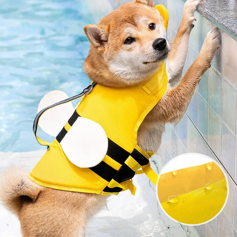 Cute Dog Life Jacket Vest for Flotation in Pool Beach Lake Buoyancy Ripstop Dog Safety Vest for Swimming Reflective Dog Swimsuit