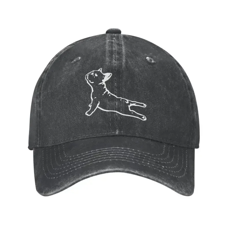 Casquette de Baseball en Coton pour Homme et Femme, Bouledogue Français, Yoga, Réglable, Personnalisé, Unisexe, Drôle, Chien Français, Papa, Chapeau d'Extérieur