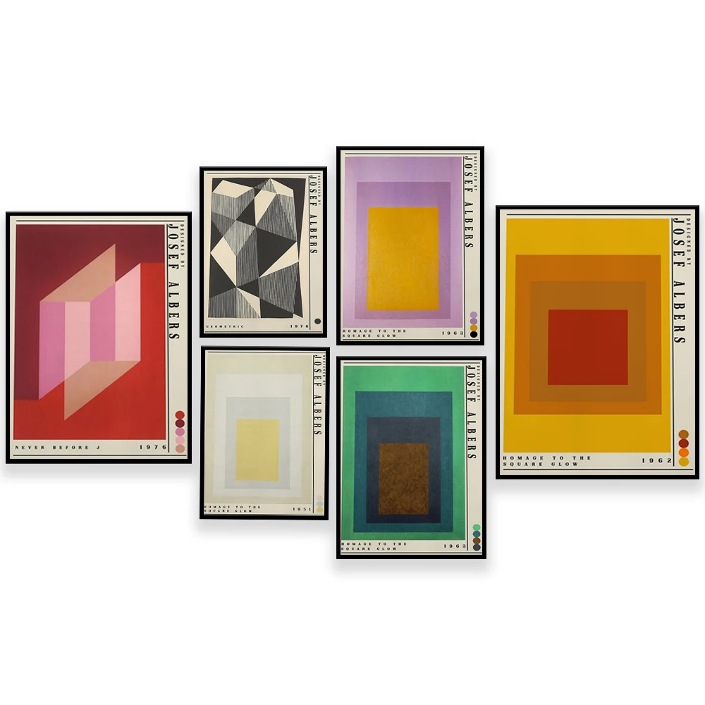 Josef Albers exhibition poster, Josef Albers print, Bauhaus poster, art abstract painting wall home decor print poster