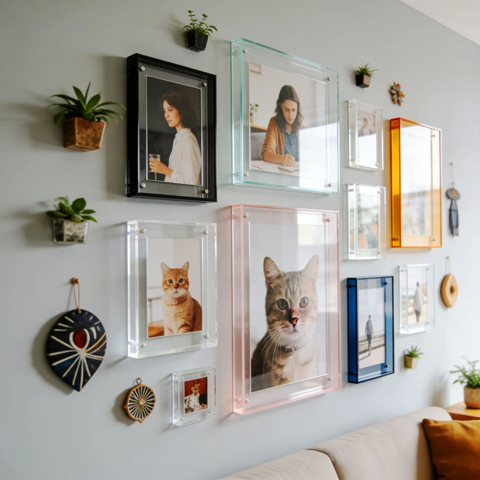

Elegant Purple Picture Frame, Wedding Photo Display Frame, Colorful Acrylic Wall-Mounted Picture Frame, Puzzle Display Frame