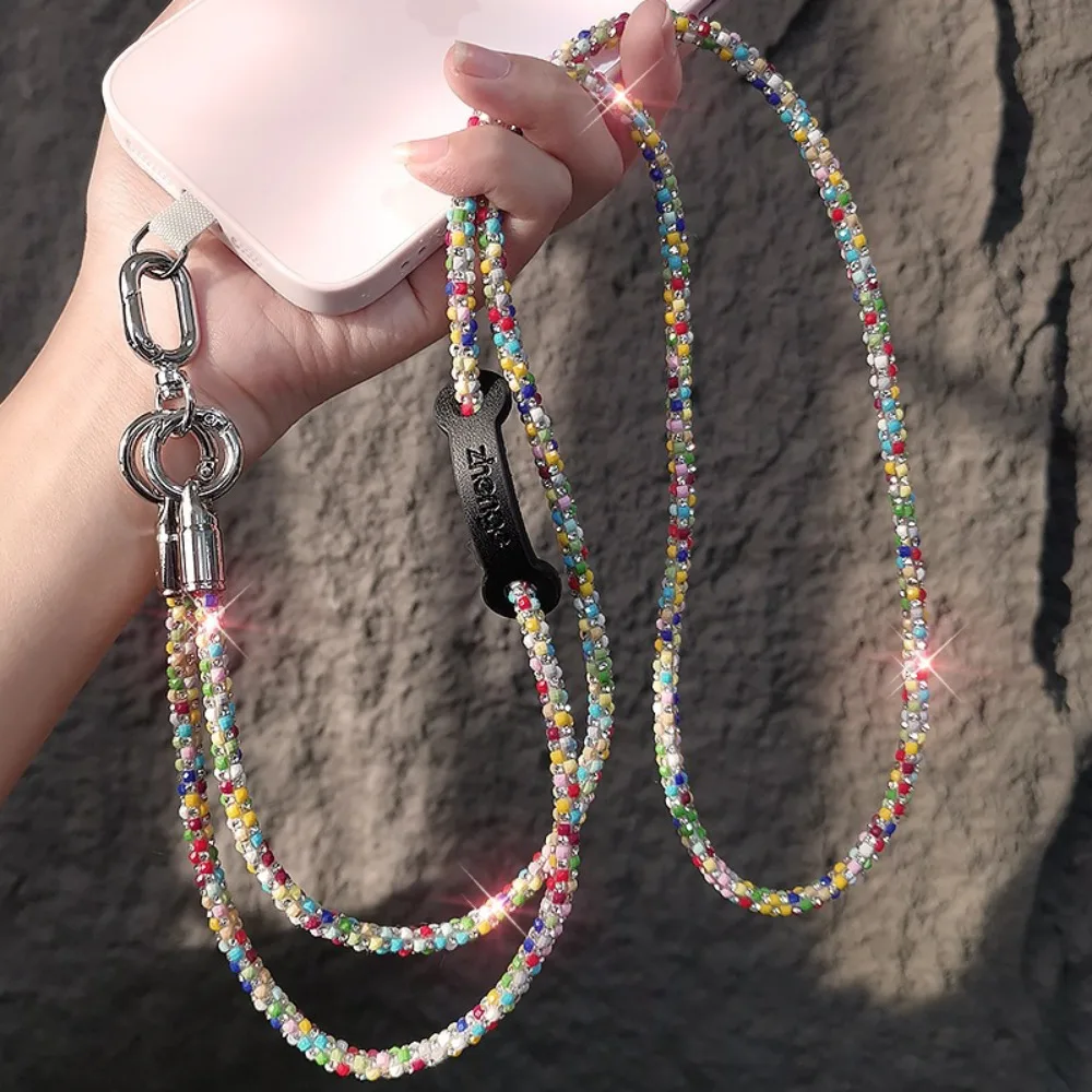 معلقة الحبل بريق حجر الراين الهاتف الحبل نمط طويل Crossbody سلسلة الهاتف المحمول حبل بلينغ بلينغ الفاخرة سلسلة هواتف المحمول