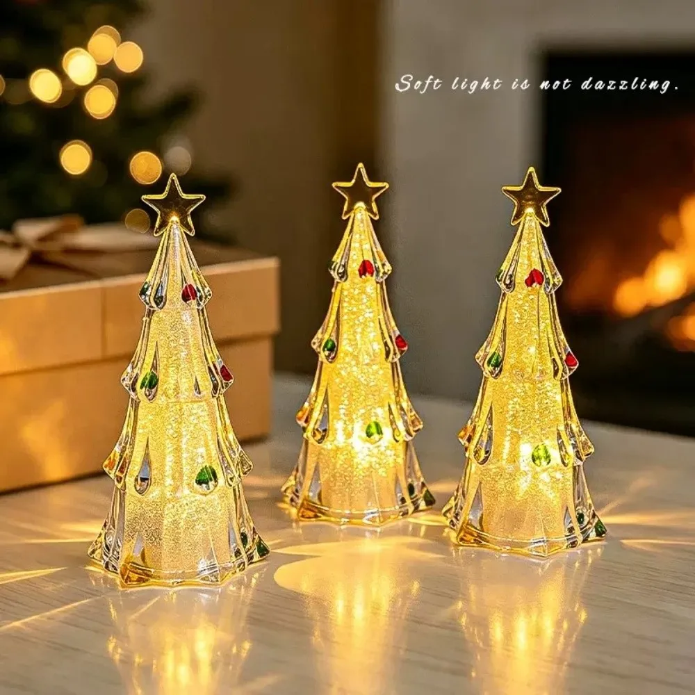 Luminous Christmas Tree Lamp Transparent Atmosphere Christmas Tree Night Light Glowing LED Xms Eve Candle Lights Home Decoration