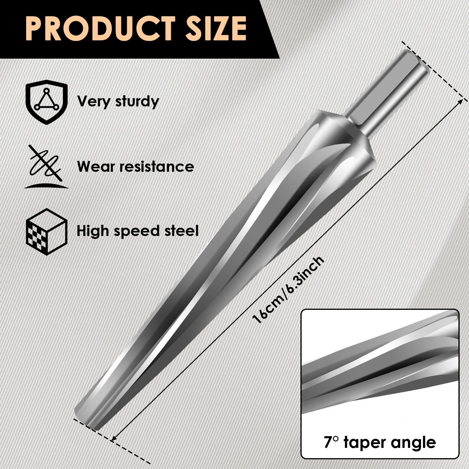 New Drill Bit 7 Degree Ball Joint Tapered Reamer 1-1/2 Inches Tapered Ball Joint Reamer Sturdy Bridge Construction Cutter Tool