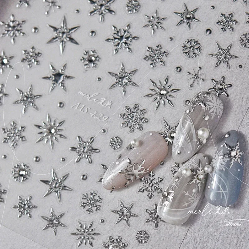 Winter Snowflake Love Heart Rhinestone Christmas Elk Snowball Tree Snowland Santa Moon Star Nail Art Sticker Manicure Tool Decal