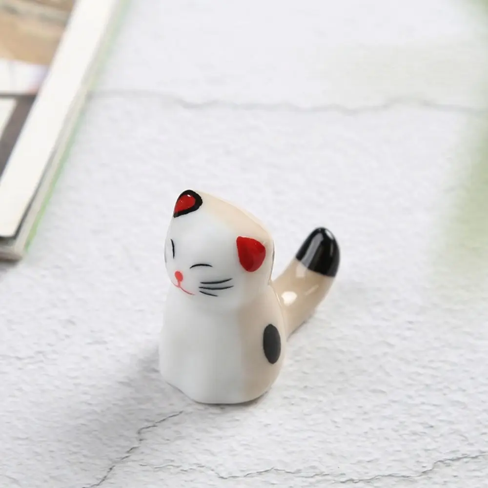 

Chopstick Holder Ceramic Pen Rest Desktop Ornaments Spoon Fork Rest Stand Writing Painting Brush Holder Penmanship Cat Shape