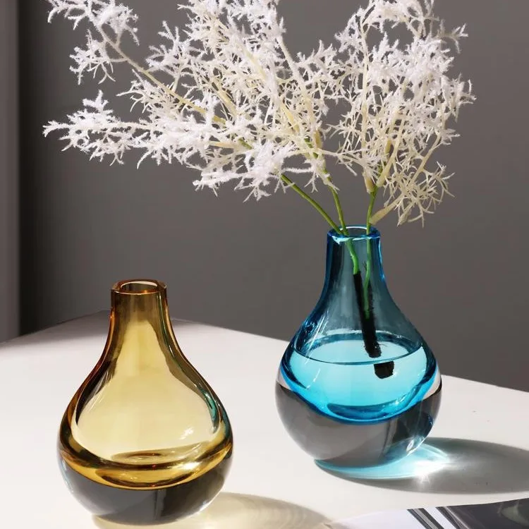 DSA modern simple glass vase high-end light luxury living room flower arrangement dining table glazed flower ware decorative