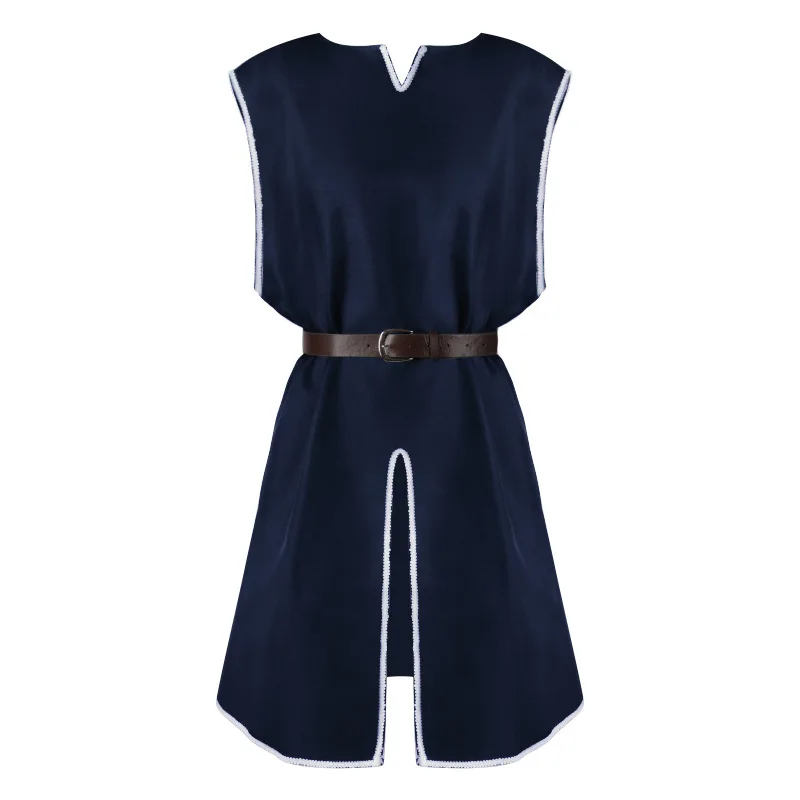 رداء فضفاض بقلنسوة من القرون الوسطى للرجال أزياء الهالوين ملابس خارجية مستديرة Ne الخصر ملابس رجالية عرقية تقليدية #2