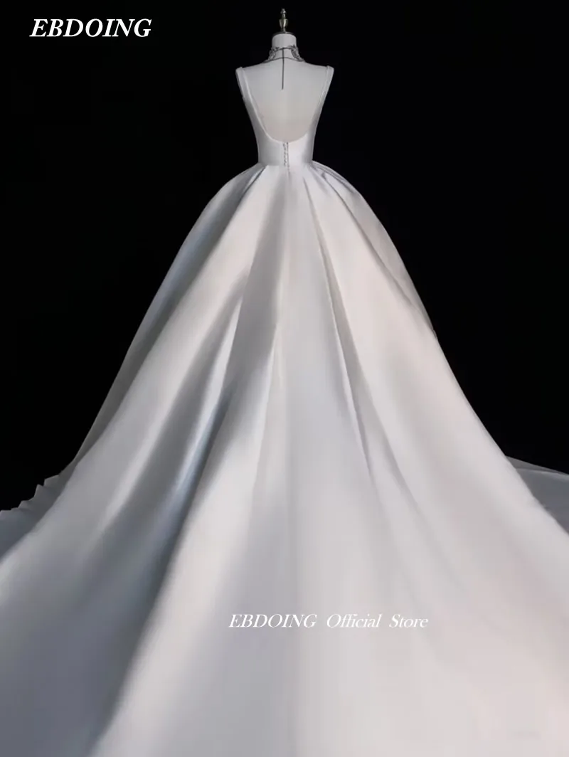 A-Line cetim vestido de casamento para a noiva, querida decote com longas costas abertas, Custom Made, mais tamanhos, mais novos