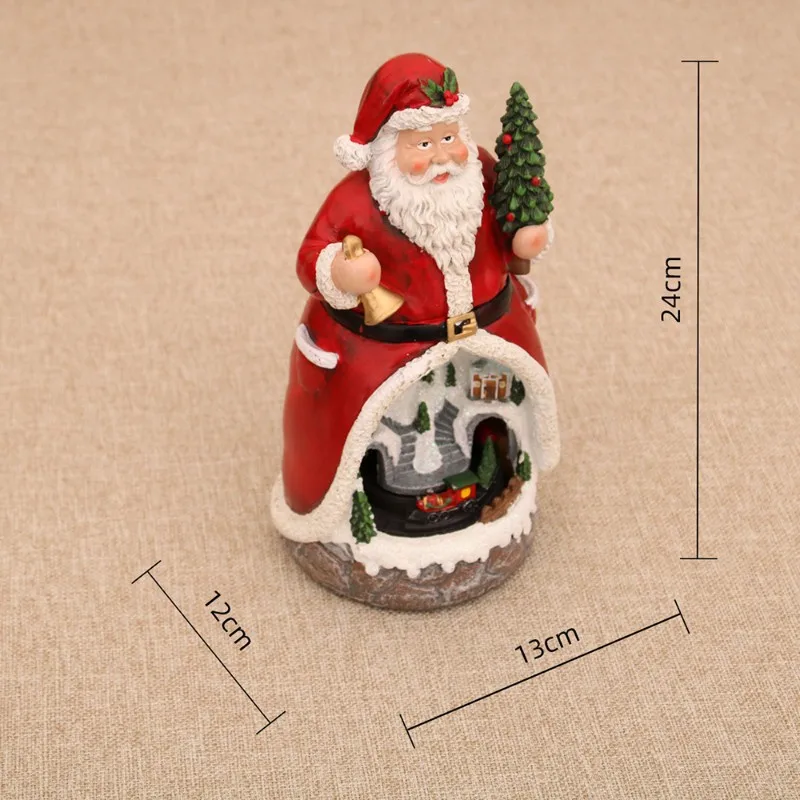 ABKW-Multifunctional Santa Claus Music Box Rotating LED Light Christmas Gift Ornaments