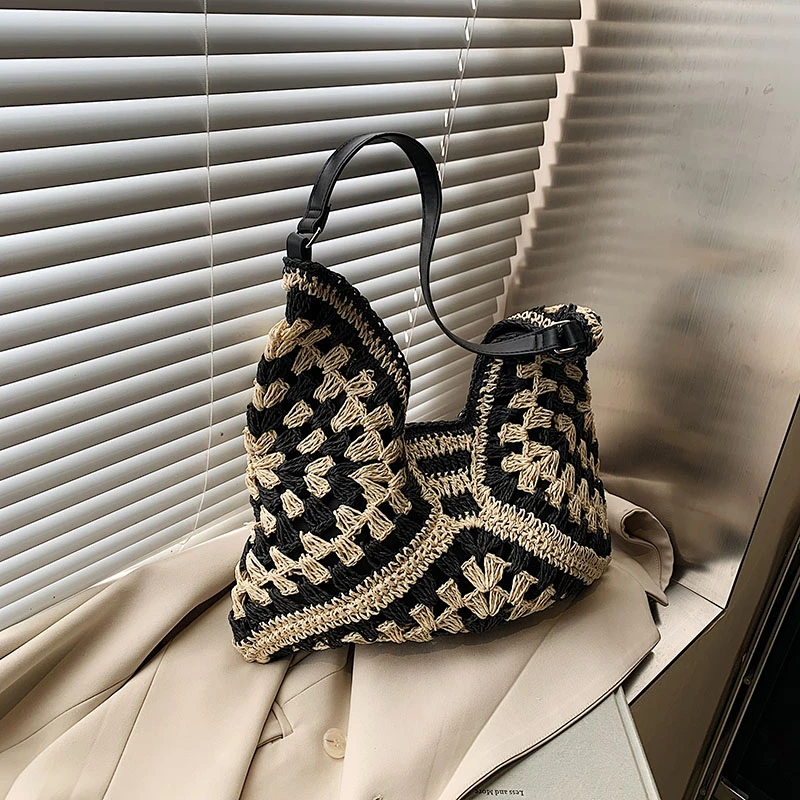 

Casual Fashion Summer Straw Woven Shoulder Bags Large Capacity Popularity Hollow Out 2025 Stylish Design Tote Bags for Women