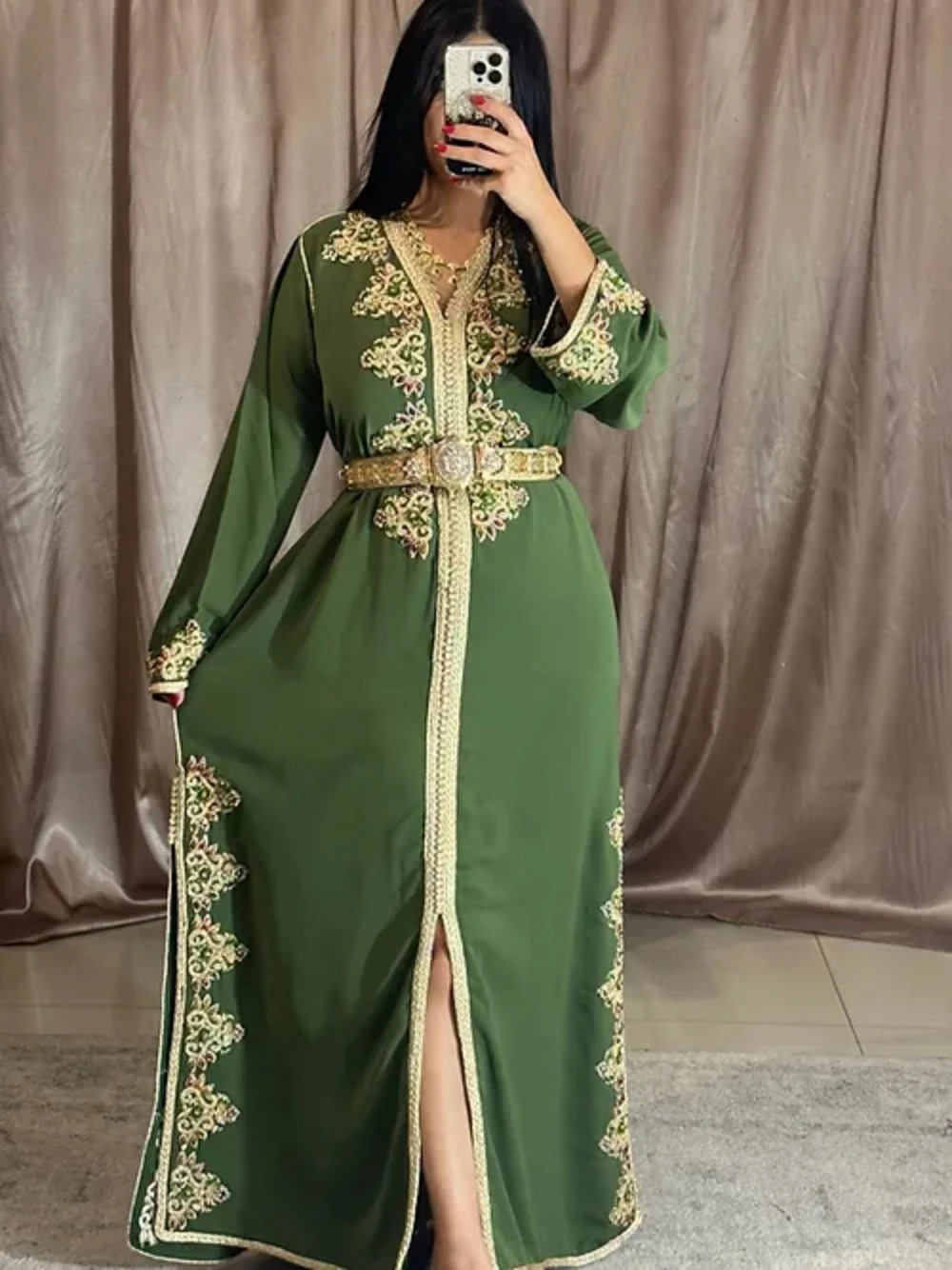 A-line Evening Dress Dubai Moroccan Muslim Party Kaftan Caftan Dress Elegant V-neck Appliques Gown Customized Vestidos De Gala