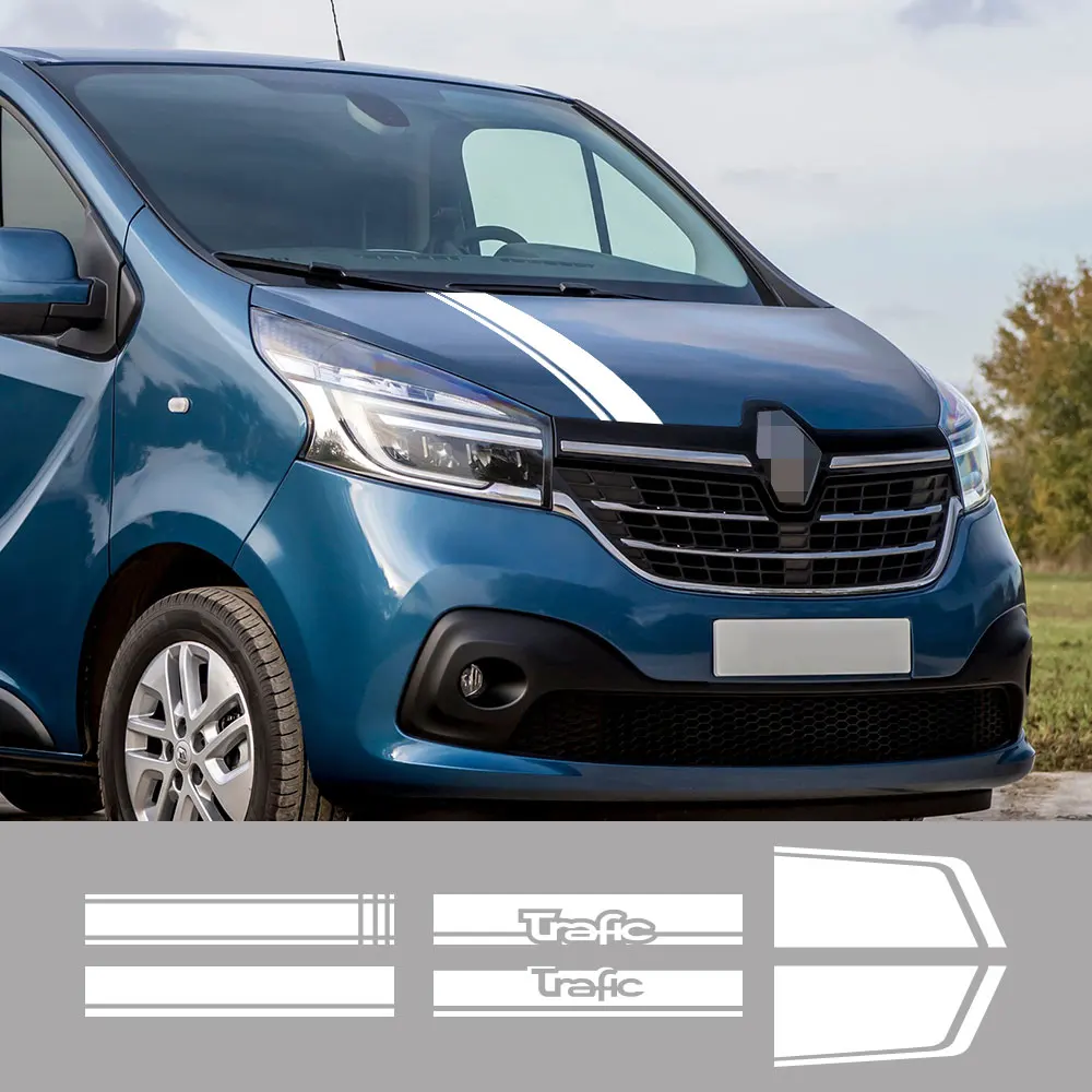 Car Hood Stickers For Renault Trafic 3 2 Camper Van Graphics Stripes Styling Tuning Vinyl Decor Decals Auto Bonnet Accessories