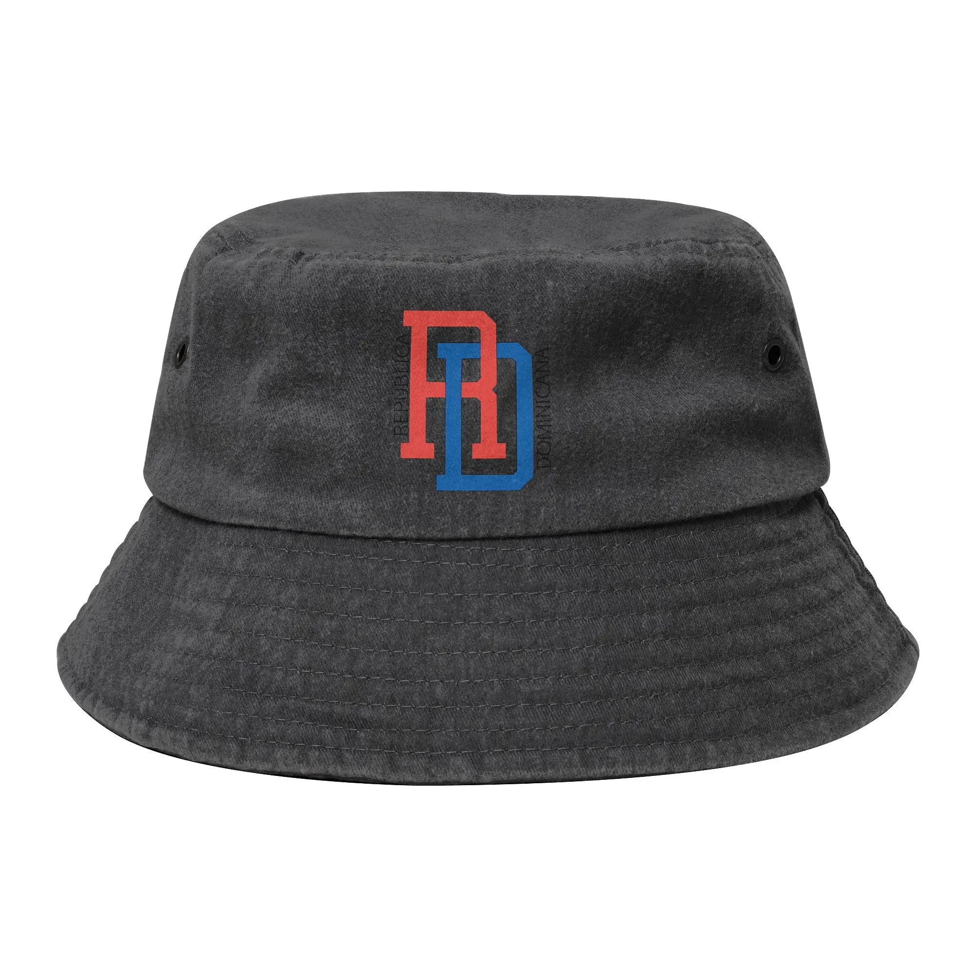 Unisex Distressed Washed Bucket Hats Dominican Republic Flag Pride Summer Travel Headwear Hiking Fisherman Cap Ispoti Hat