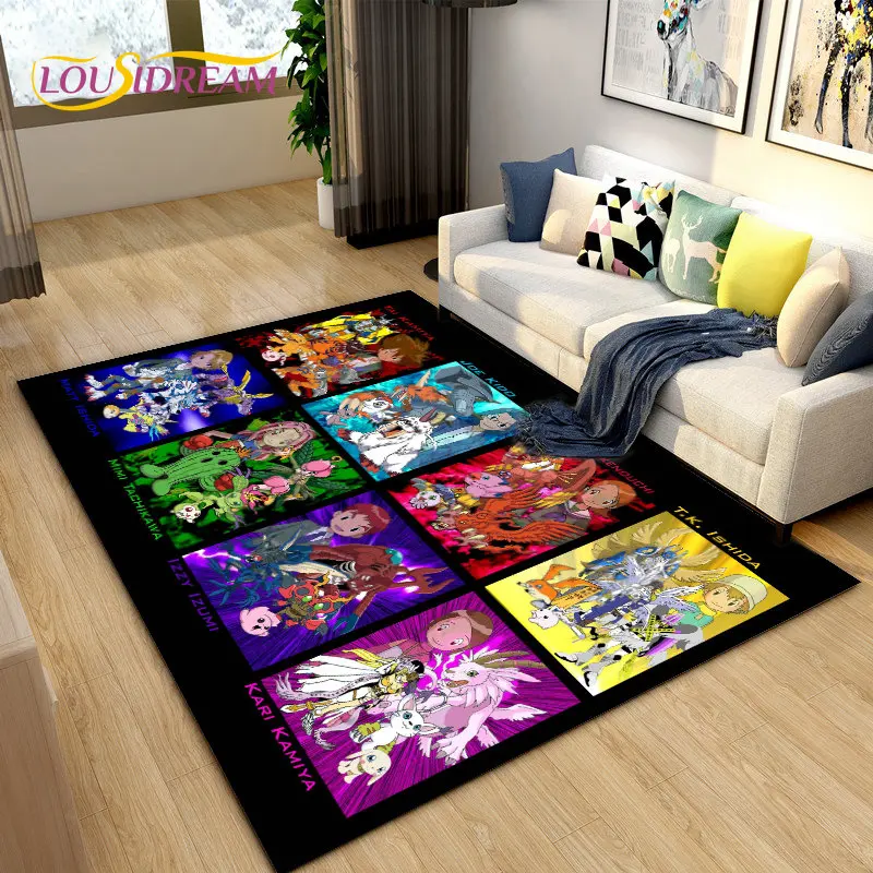 Digimon Adventure Cartoon Area Rug Large,Carpet Rug for Living Room Bedroom Sofa Doormat Decoration, Non-slip Floor Mat Cover 3D