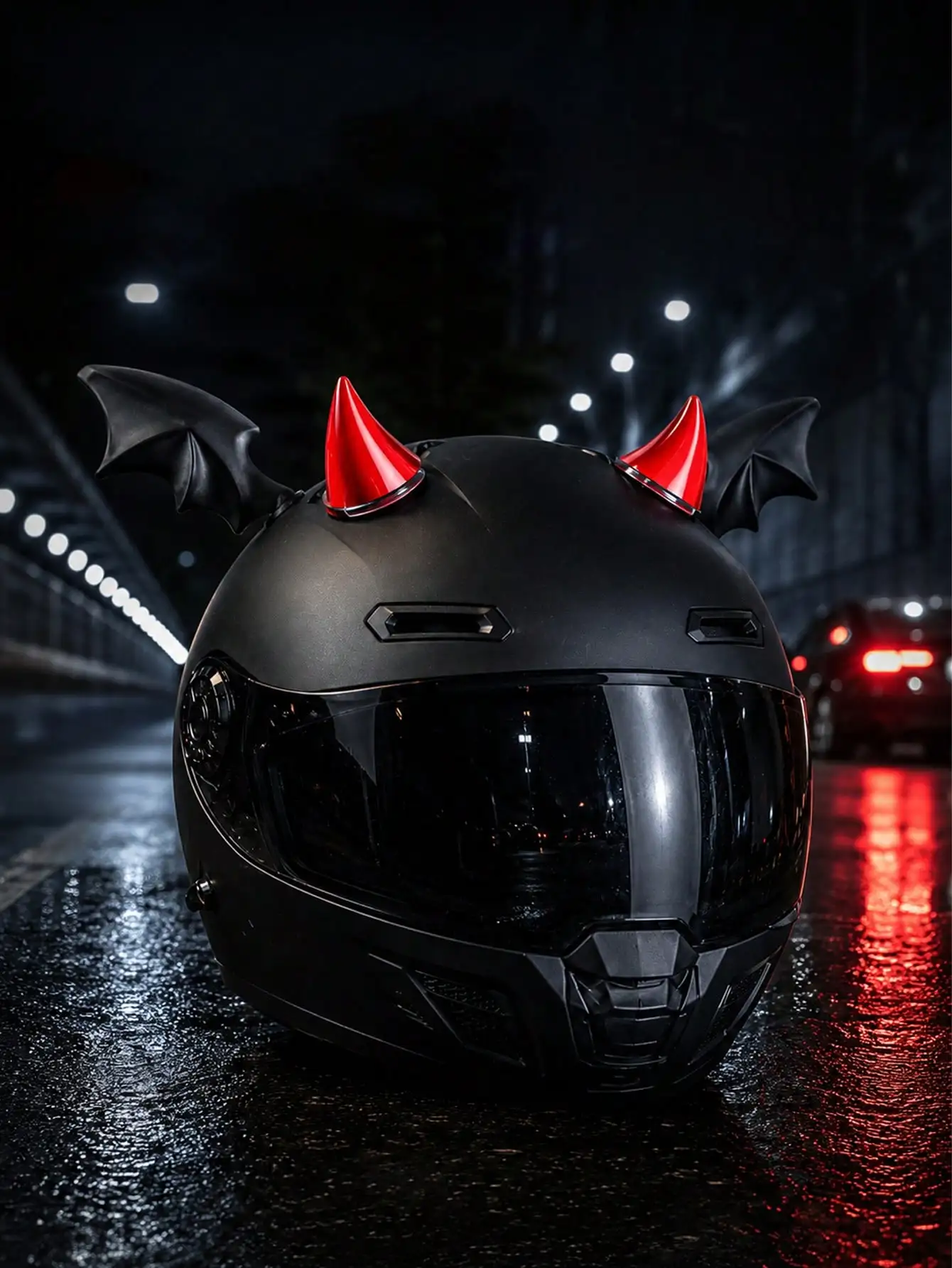 4Pc 3D Devil Horn Bat Wing Motorcycle Helmet Decorations Demon Cosplay Accessories for Motorbike Scooter Riders