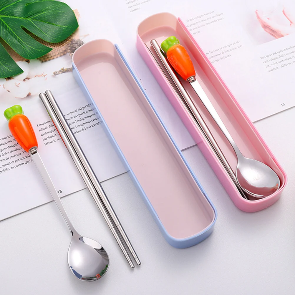 

1Set Ergonomic Design Portable Cutlery Set with Spoon Chopsticks in Compact Case Perfect for Outdoor Camping Travel Picnic
