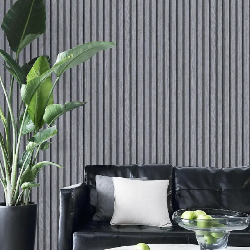 New Chinese retro wood grain wallpaper striped clothing store restaurant living room background  tea room Wallpaper roll