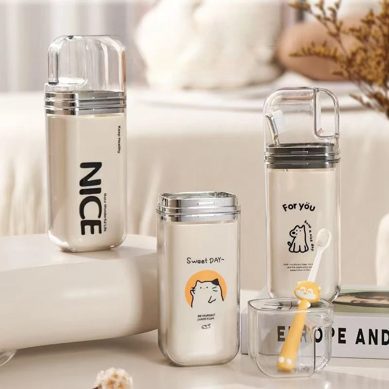 Bathroom Toothpaste Holder Travel Portable Toothbrush Cup Storage Box Travel Toiletries Set Organizer Mouthwash Cup Storage Case