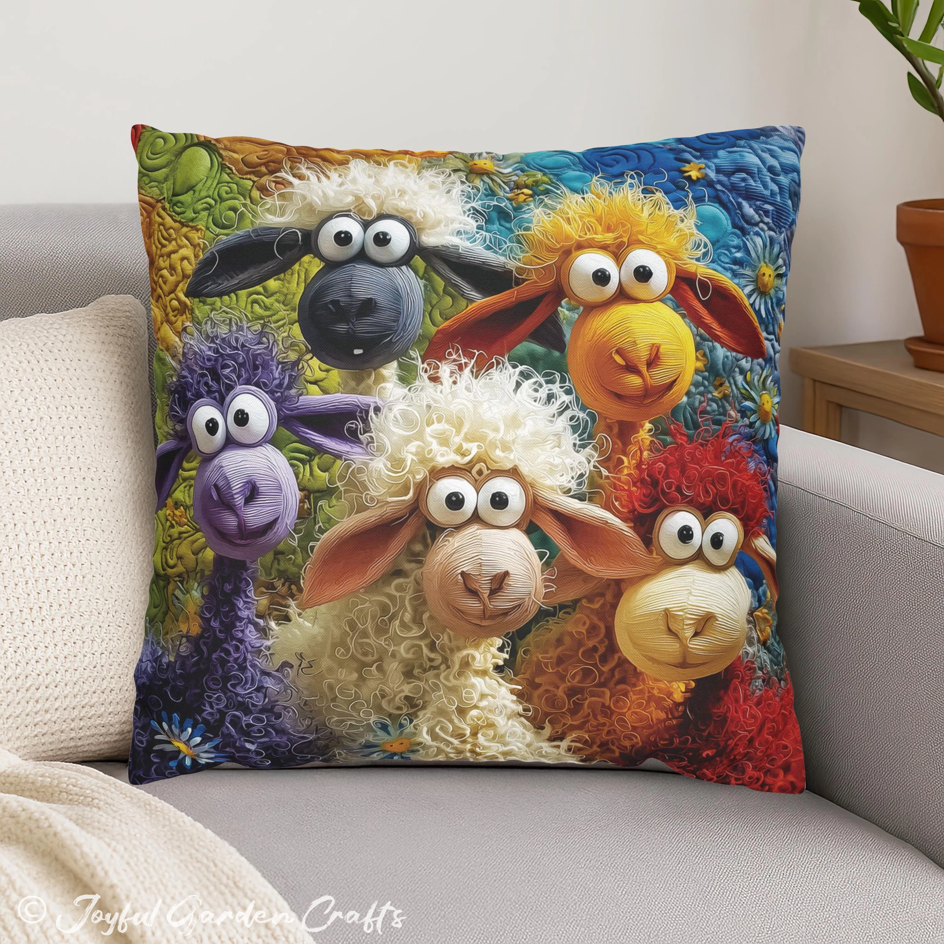 1pc Colorful Sheep Funny Farmhouse Throw Pillow Cover 2D Double-Side Print Polyester Cushion Case for Home Sofa Housewarming G