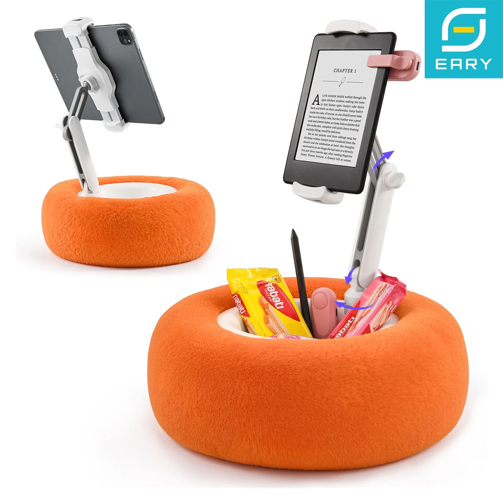

Подставка-подставка для подушки Eary Tablet Kindle с мягкой плюшевой тканью подходит для телефона/держателя iPad 4-12,9 дюйма для дивана-кровати, подарков для чтения