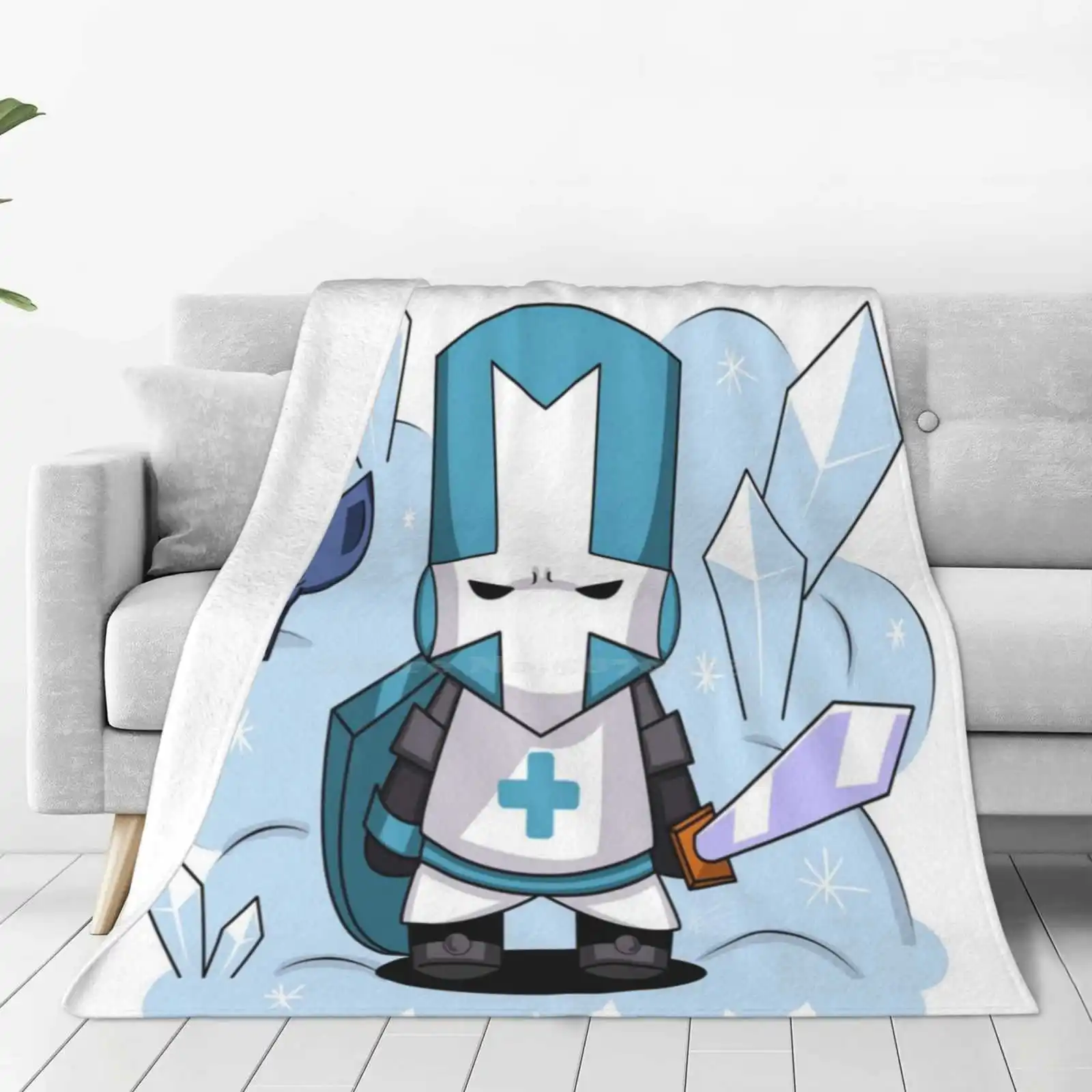 Castle Crashers Blue Knight Best Selling Room Household Flannel Blanket Castle Crashers Blue Knight Gaming Ice