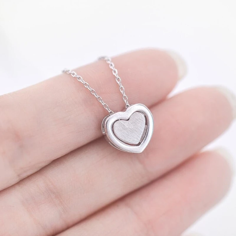 Sole Memory Romantic Sweet Heart Valentine's Day Gift Cute Drawing 925 Sterling Silver Clavicle Chain Female Necklace NE379
