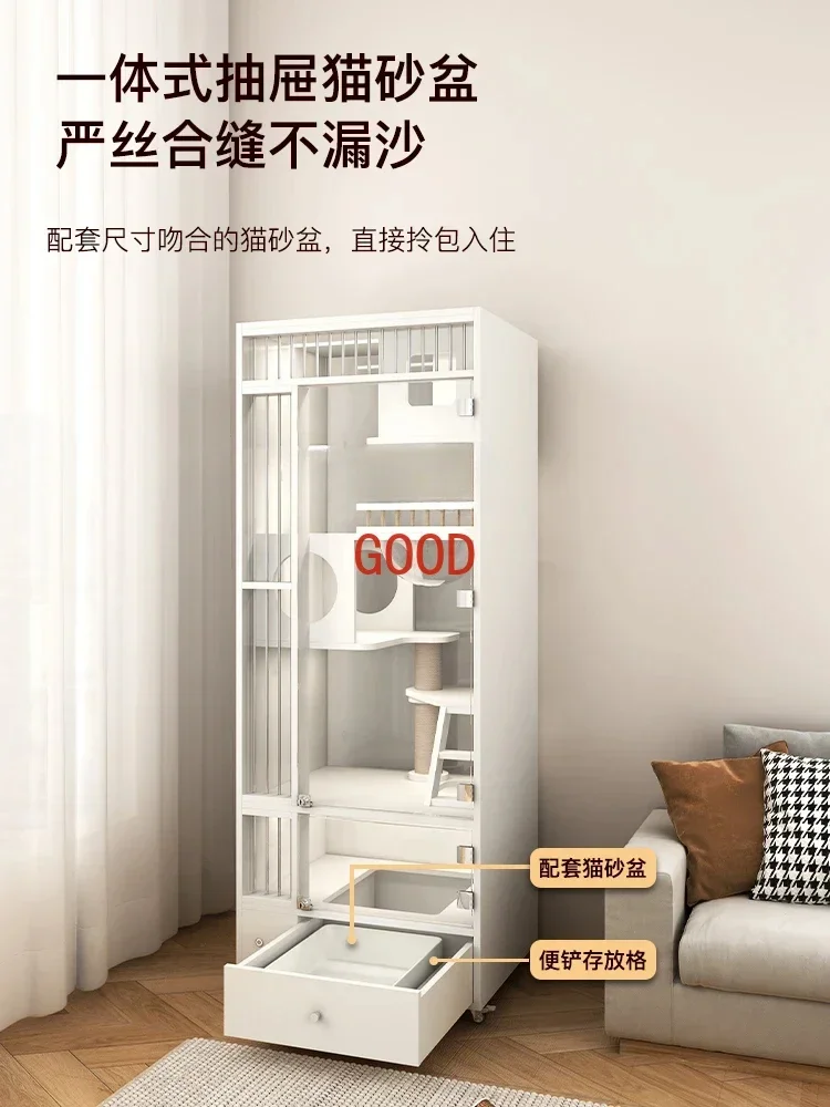 

Кошачья вилла-квартира: компактный домик-клетка из массива дерева с интегрированным туалетом и панорамным окном