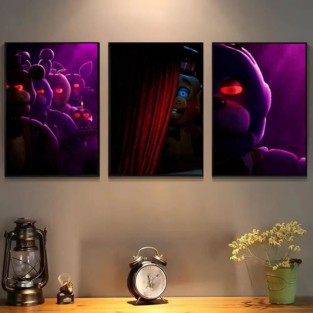 Póster clásico Fnaf Five-nights-At-Freddys para arte autoadhesivo, pegatina de papel impermeable, decoración de pared para cafetería, Bar y habitación