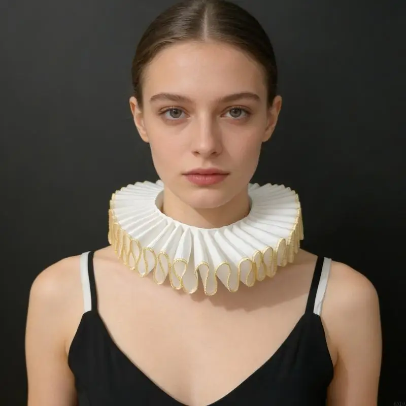 European Ribbon Collar Elizabethan Neck Ruff Detachable Collar Perfect for Birthday Celebrations Fashion Shows 6XDA