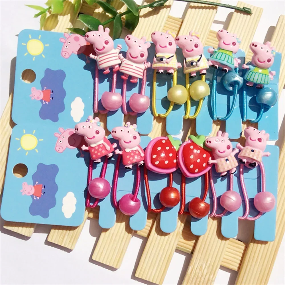 Peppa pig crianças grampos de cabelo cordas de cabelo kawaii moda tiara cocar george bonito tiara acessórios bebê hairbands presente aniversário