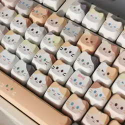 MAIMOOO Cute Meow Keycaps Cat Head MAO PC PBT Key Cap Dye Sublimation for MX Mechanical Keyboard KeyCap Keyboards Accessories