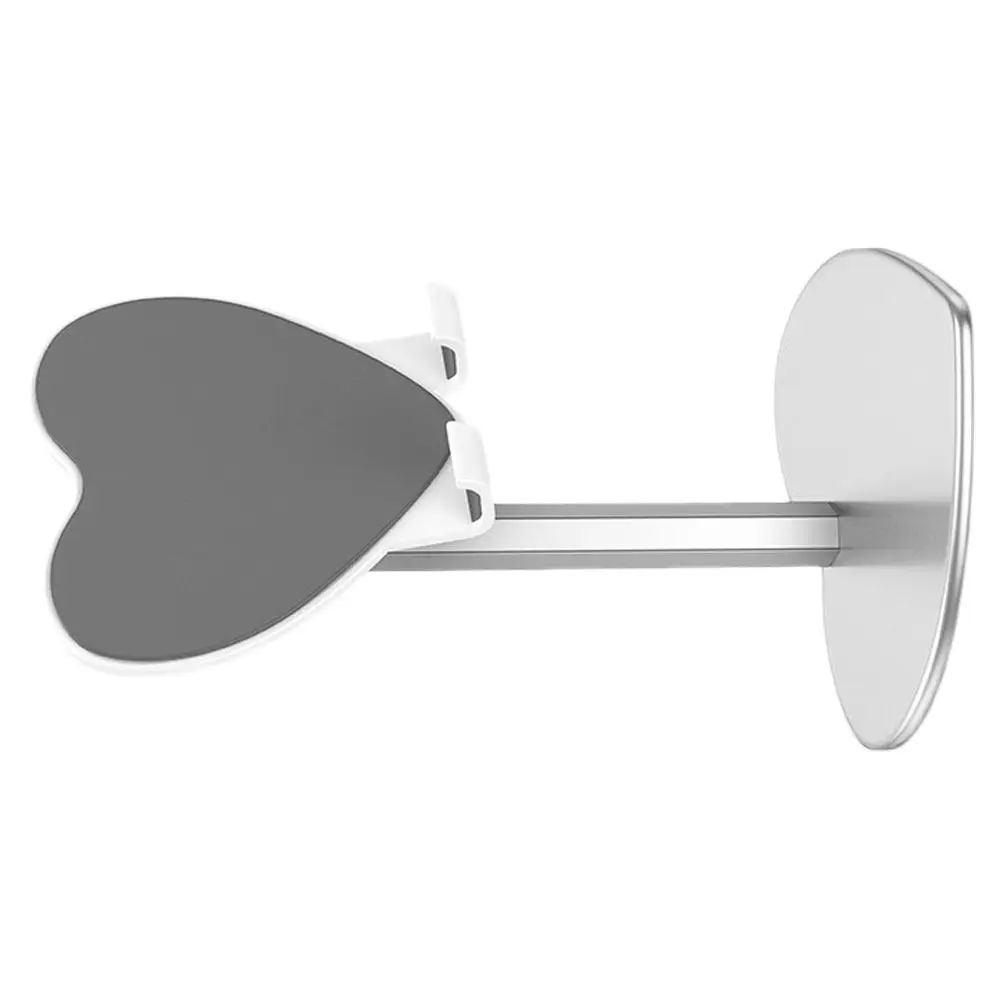 Heart Shaped Metal Desktop Phone Holder Silver Foldable Stand for Tablet and Smartphone Video Watching Office Home Use