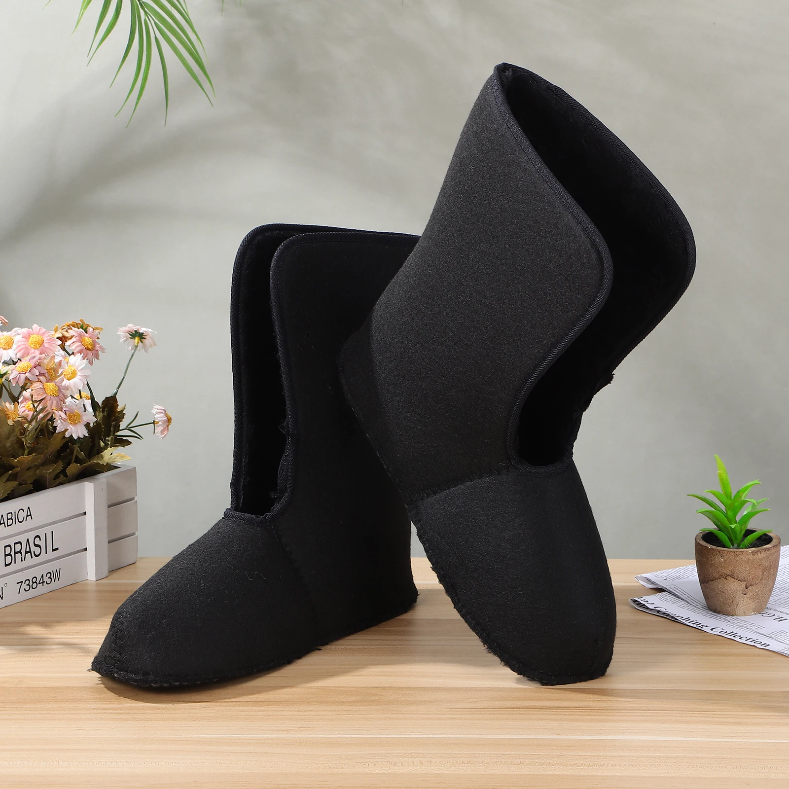 

1Pair Winter Insulated Boots Liner Warm Fleece-Lined Soft Thermal Boot Socks Snow Liner for Men's Outdoor Hiking Fishing